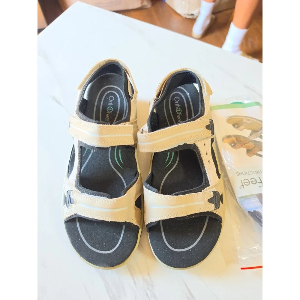 Orthofeet Women's Venice 926 Leather Orthopedic Brown Sandals Sz. 5.5 B Medium